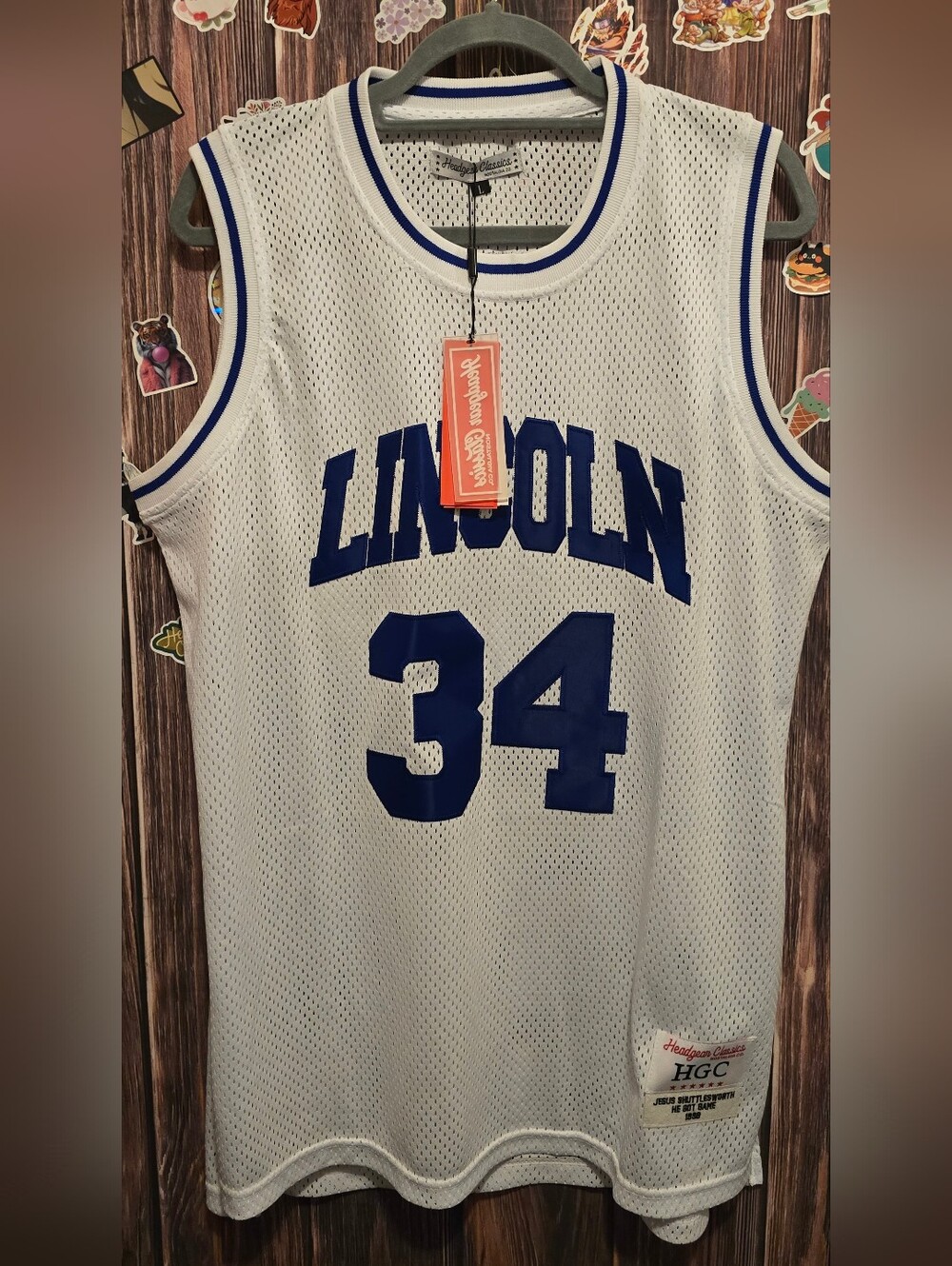 Lincoln 34 Athletic Mesh Jersey - White & Royal Blue